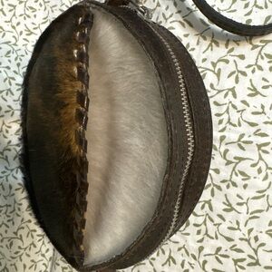 Patricia Nash Small Round Genuine Leather and Calf Hair Crossbody Bag